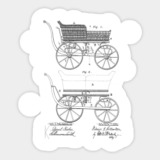 Baby Carriage Vintage Patent Drawing Sticker